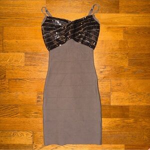 Guess Black and Gray Mini Dress body con bondage
